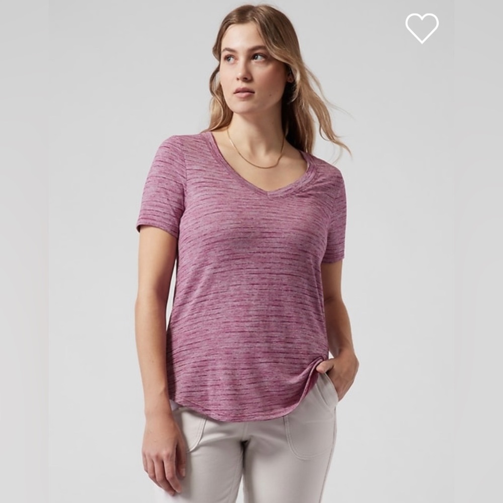 Athleta Breezy Striped Scoop Tee - XL